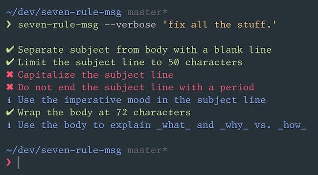 `seven-rule-msg` in action